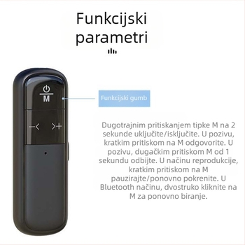 Bluetooth hands-free za automobil, ABS kućište, ugradnja u sunčani vizir, kompatibilno sa svim telefonima