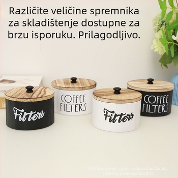 Stolna kutija za pohranu filtera za kavu, paulovnija drvo, kapacitet 1 L, moderni minimalistički stil