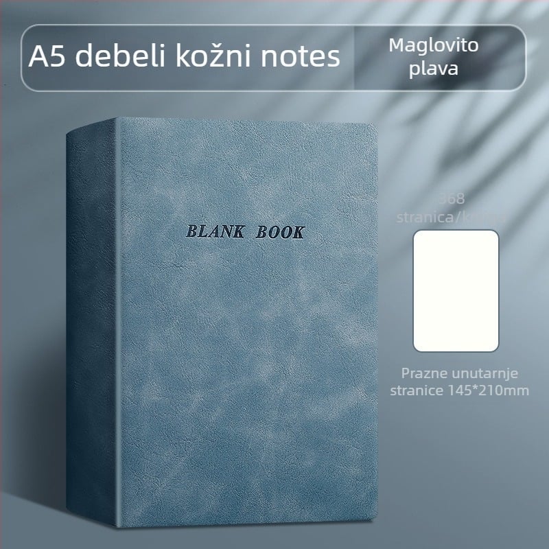 Bilježnica s koricom od umjetne kože, vezanje po francuskom preklopu, papir od drvene mase 80 g, poslovni stil