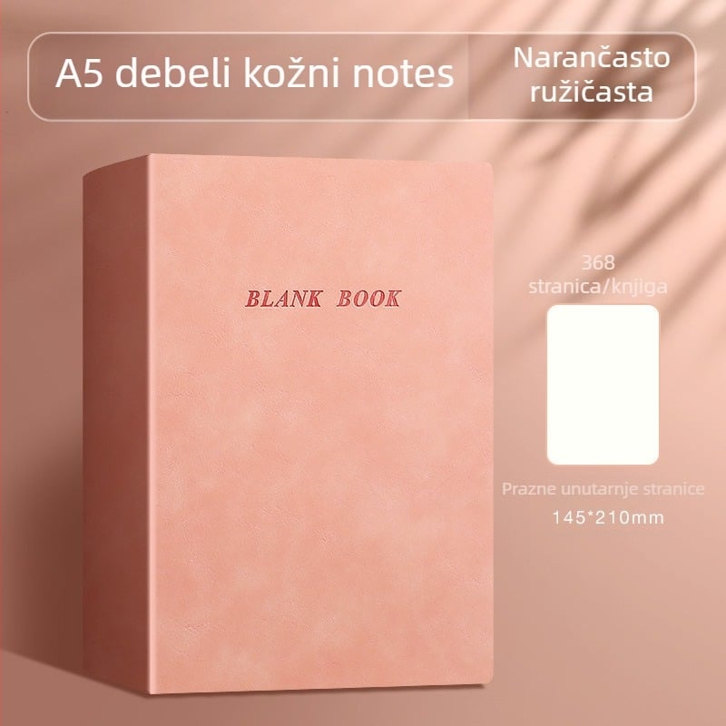 Bilježnica s koricom od umjetne kože, vezanje po francuskom preklopu, papir od drvene mase 80 g, poslovni stil