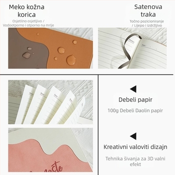 Bilježnica s PU koricom, linijsko povezivanje, Dowling papir 100 g, više od 100 stranica, kreativni stil
