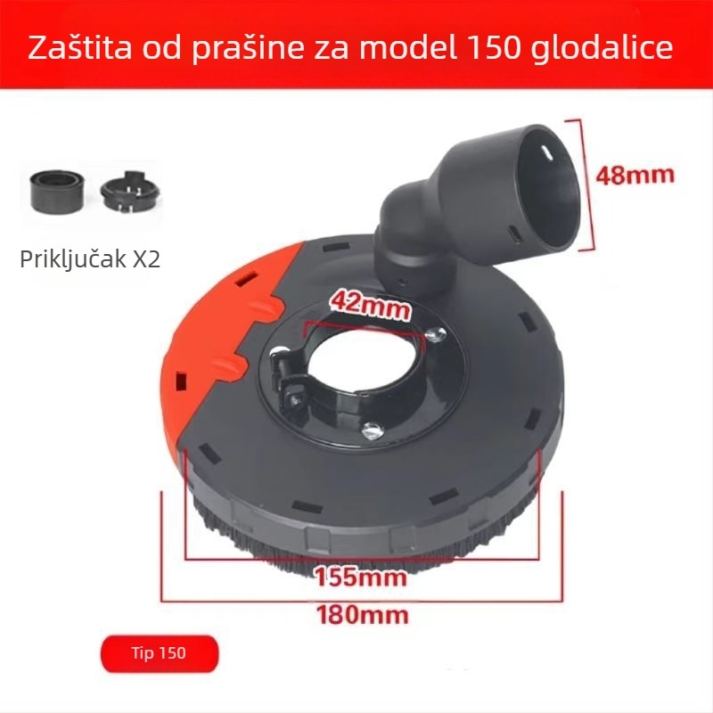 Poklop prašine za kutnu brusilicu s odvojivim rotirajućim kolenskim konektorom, od plastike