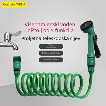 Beauty quality Teleskopsko opružno vodovodno crijevo s 5 funkcija raspršivanja, EVA cijev otporna na udarce, spojena na slavinu