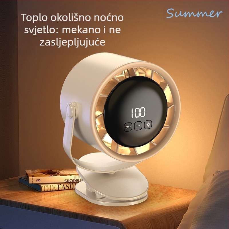 Ventilator s klipsom bez lopatica, bezkartični motor, ugrađena litijska baterija 2000–4000 mAh, 100 razina brzine vjetra, USB priključak