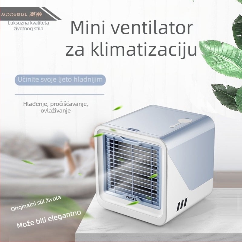 Mini USB uređaj za hlađenje zraka s 500 ml spremnikom, 3 brzine, brushless motor, 5V/8W, buka 45–50 dB