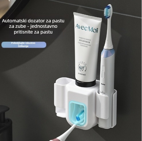 Višenamjenski zidni set s automatskim istiskivačem zubne paste i držačem četkica, bez bušenja