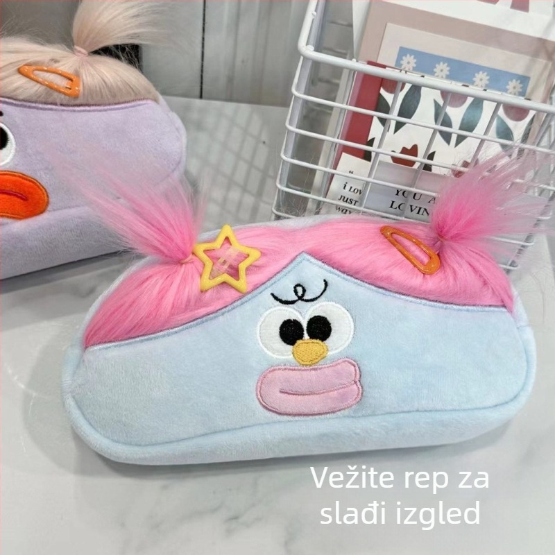 Plišani neseser za olovke u korejskom stilu, velur, marka Qiyan, unisex, dizajn čudovišta s velikim očima