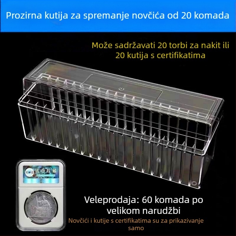 Prozirna stolna kutija za nakit od PS plastike, prašinu štiti, za narukvice i ogrlice, kapacitet 110 L, mogućnost prilagodbe, bez ispisa logotipa