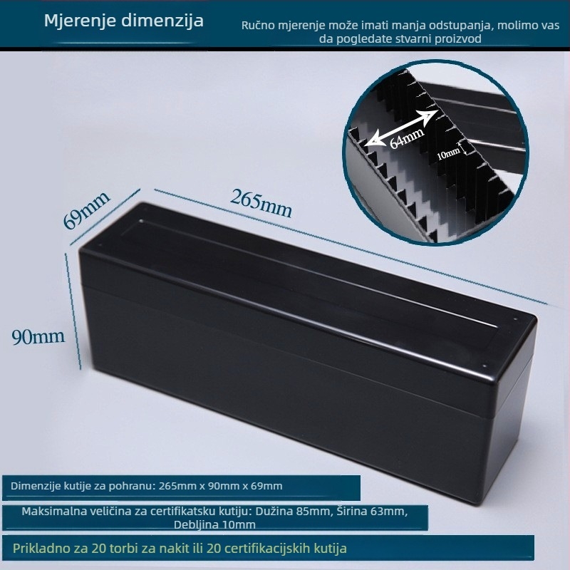 Prozirna stolna kutija za nakit od PS plastike, prašinu štiti, za narukvice i ogrlice, kapacitet 110 L, mogućnost prilagodbe, bez ispisa logotipa
