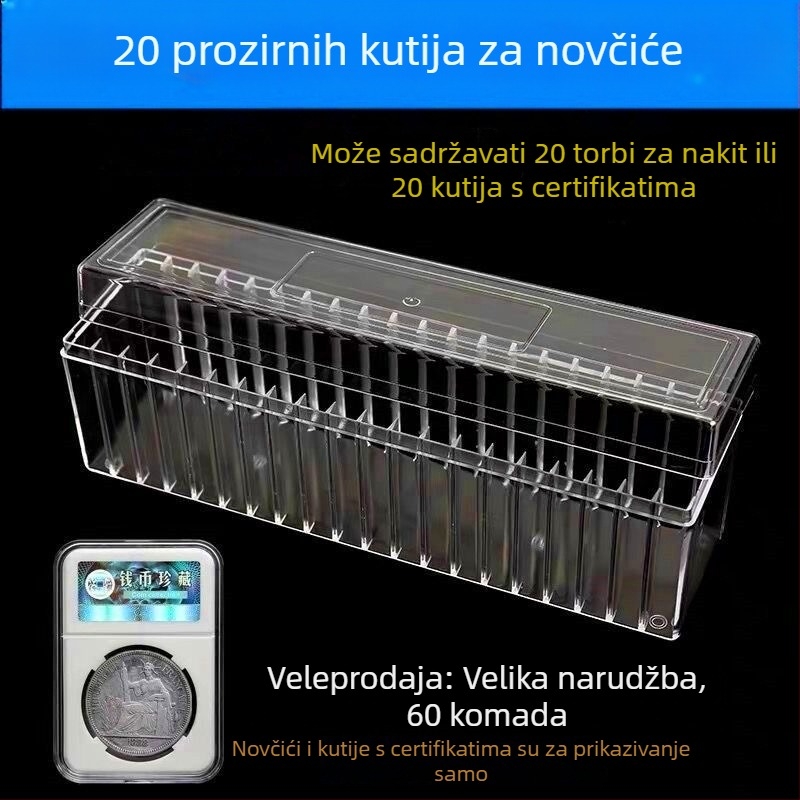 Prozirna stolna kutija za nakit od PS plastike, prašinu štiti, za narukvice i ogrlice, kapacitet 110 L, mogućnost prilagodbe, bez ispisa logotipa