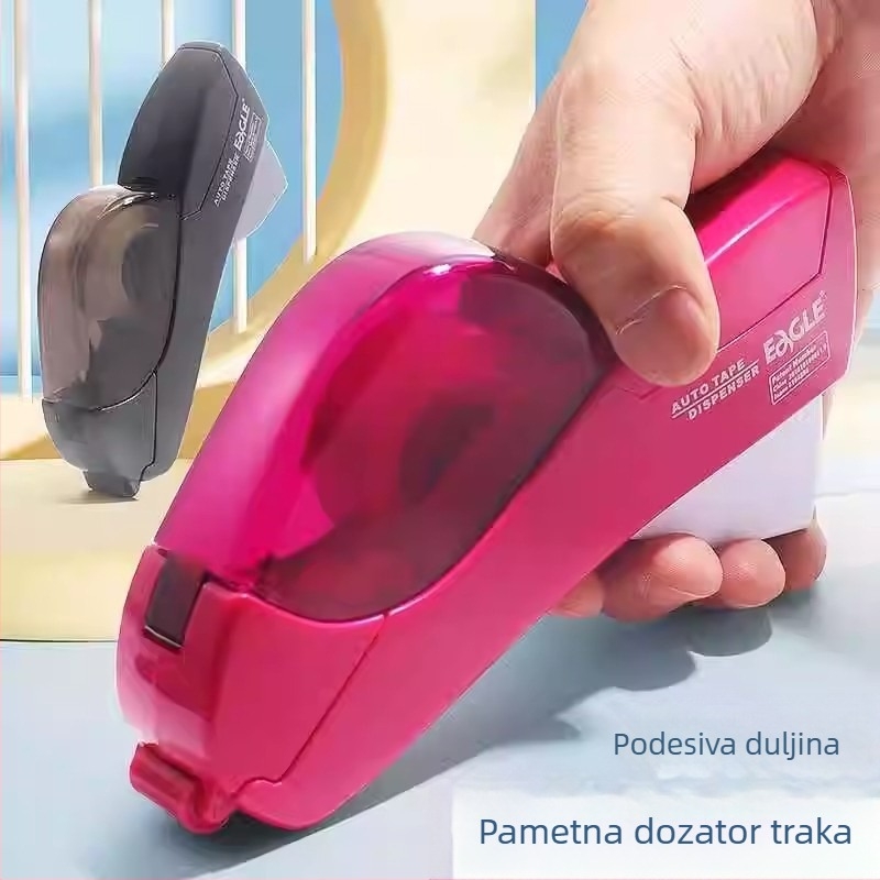 Ručni rezač trake, proziran dispenzer za traku, model T5165AB, plastika, širina trake 12–19 mm, promjer osovine 1,8 mm, težina 0.2 kg