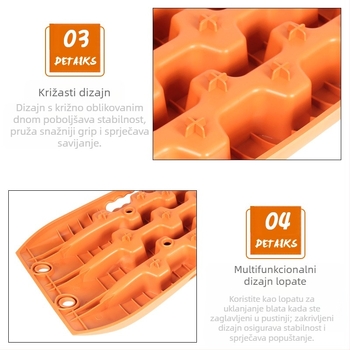 Qize Automobilska ploča za spašavanje i protuklizne vučne tračnice za off-road — blato, pijesak, snijeg, samopomoć