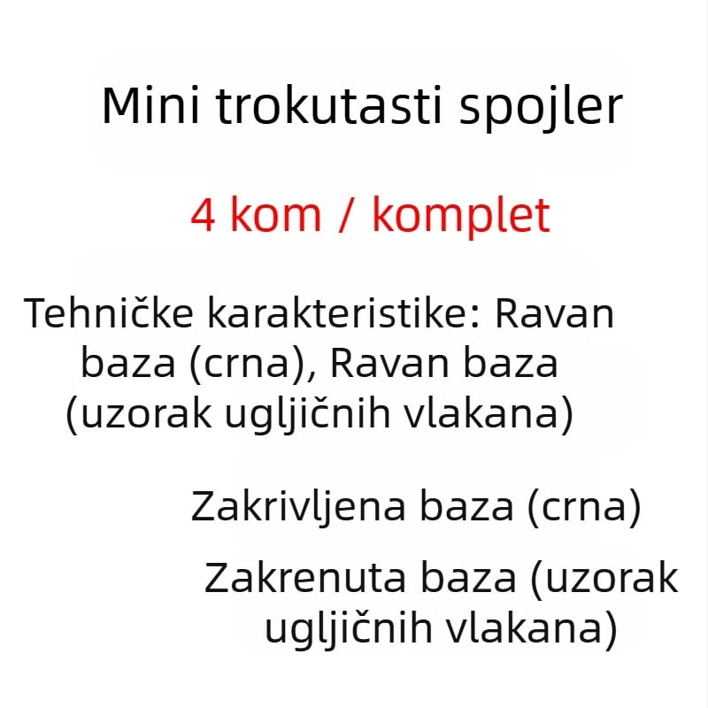 Trokutni mini stražnji spojler s finom (shark fin) – ABS – ukrašavanje i zaštita od sudara, jednospoiler 4 kom / dvostruki spojler 4 kom, kompatibilno sa većinom modela
