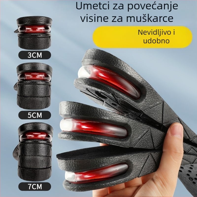 Uložak za obuće s povećanjem visine – PVC, višeslojna konstrukcija, zračni jastučić, cijeli uložak, unisex
