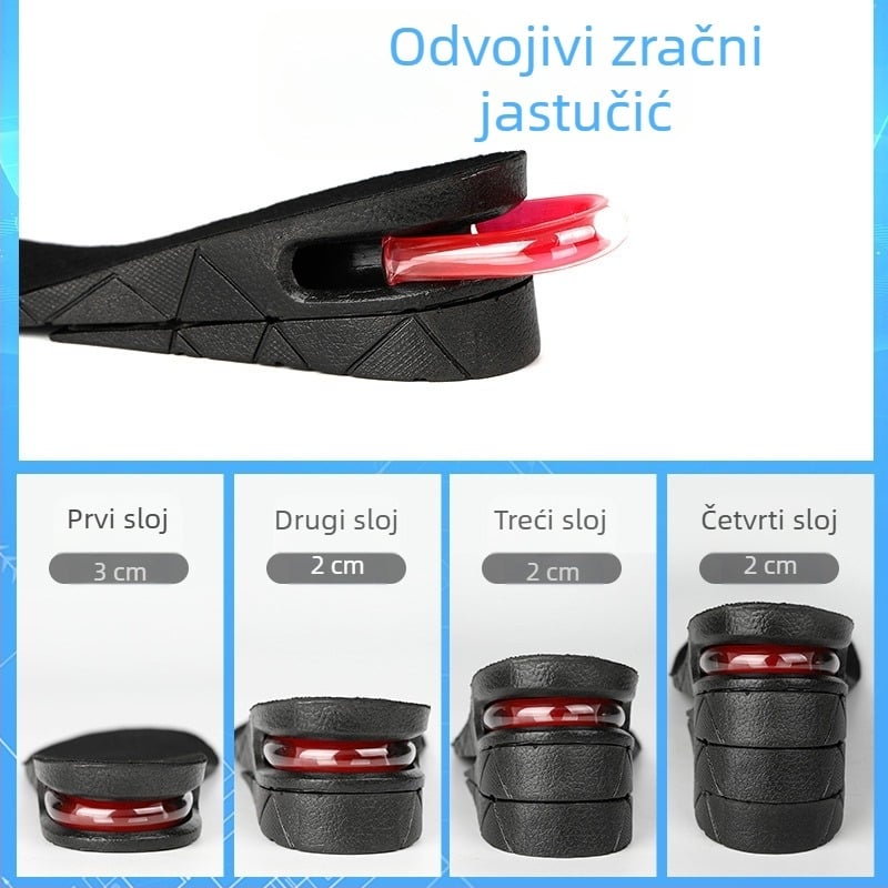 Uložak za obuće s povećanjem visine – PVC, višeslojna konstrukcija, zračni jastučić, cijeli uložak, unisex