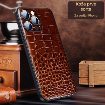 Kožna stražnja maska za iPhone 15 Pro/Plus/Pro Max — otporna na padove, poslovni stil, od Wobiloo/Wabiro