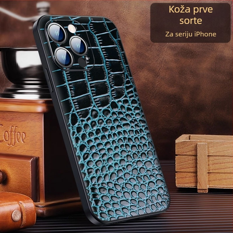 Kožna stražnja maska za iPhone 15 Pro/Plus/Pro Max — otporna na padove, poslovni stil, od Wobiloo/Wabiro