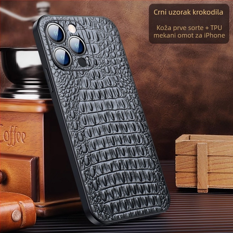 Kožna stražnja maska za iPhone 15 Pro/Plus/Pro Max — otporna na padove, poslovni stil, od Wobiloo/Wabiro