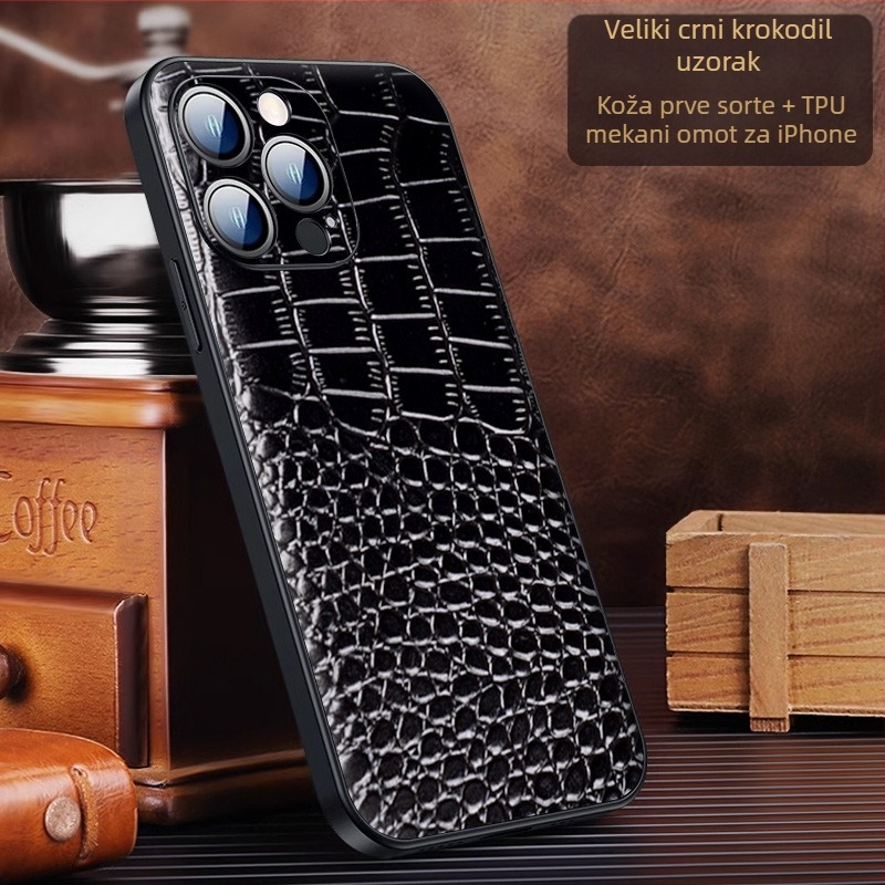 Kožna stražnja maska za iPhone 15 Pro/Plus/Pro Max — otporna na padove, poslovni stil, od Wobiloo/Wabiro
