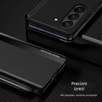 Kožna futrola za Samsung Z Fold7/6/5 s preklopnim poklopcem i otvorom za SPEN, otporna na padove, magnetsko zatvaranje.