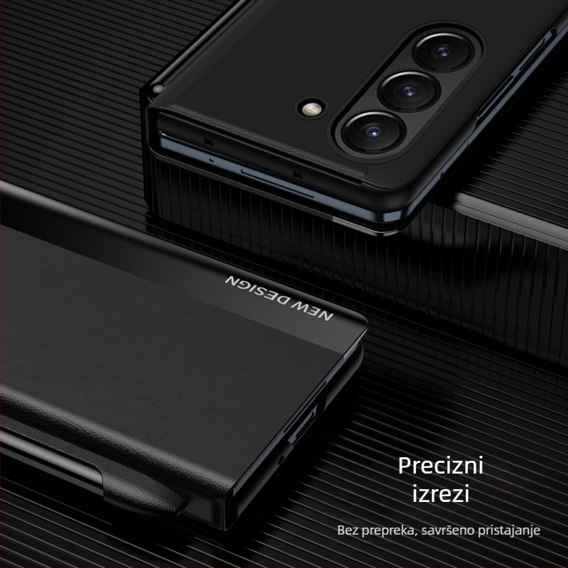 Kožna futrola za Samsung Z Fold7/6/5 s preklopnim poklopcem i otvorom za SPEN, otporna na padove, magnetsko zatvaranje.