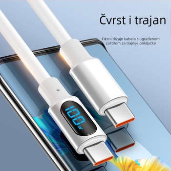 PD kabel za brzo punjenje s digitalnim zaslonom, Lightning i USB-C, 100W, TPE materijal