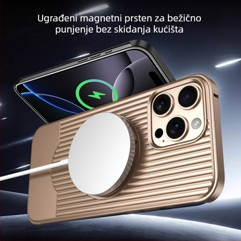 Kućište za telefon s teleskopskom metalnom podrškom za iPhone 16 Pro Max - otporno na padove, magnetsko, disipacija topline, anti otisci prstiju