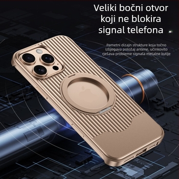 Kućište za telefon s teleskopskom metalnom podrškom za iPhone 16 Pro Max - otporno na padove, magnetsko, disipacija topline, anti otisci prstiju