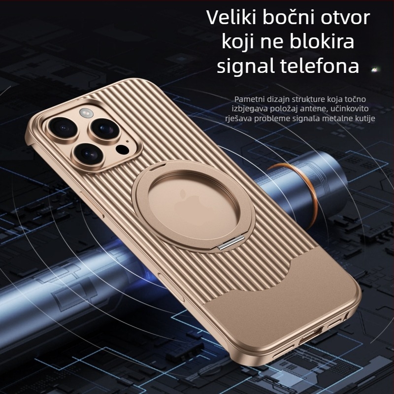 Kućište za telefon s teleskopskom metalnom podrškom za iPhone 16 Pro Max - otporno na padove, magnetsko, disipacija topline, anti otisci prstiju