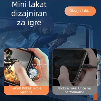 Kabel za podatke i napajanje s 180° okretom lakta, USB-C i Lightning, silikon, jedan izlaz, 80W max