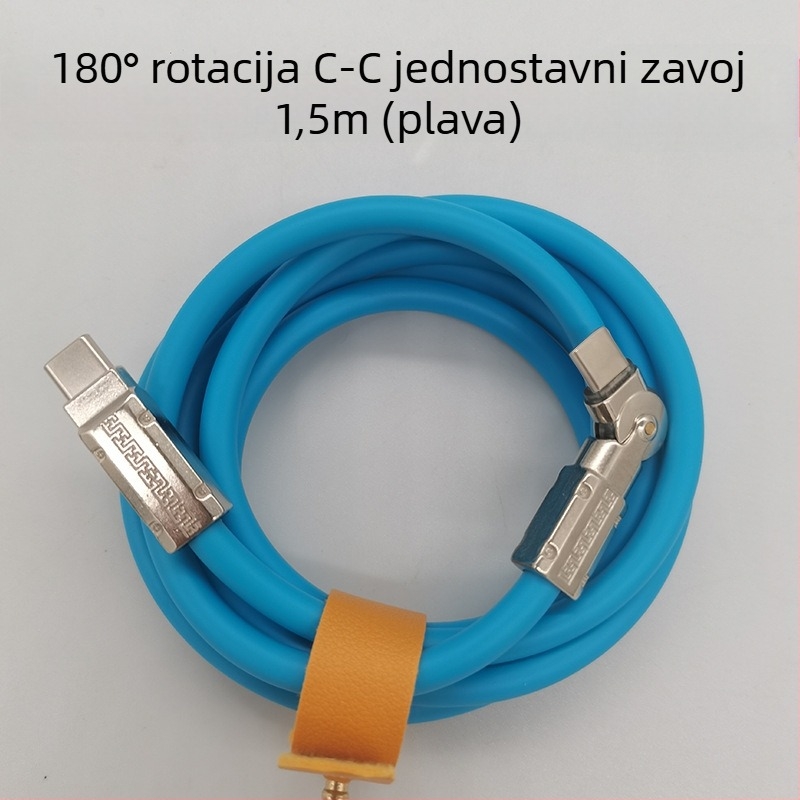 Kabel za podatke i napajanje s 180° okretom lakta, USB-C i Lightning, silikon, jedan izlaz, 80W max