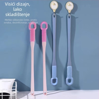 Četka za pranje stopala s dugim drškom, mekanim silikonim vlaknima za čišćenje između prstiju i eksfolijaciju mrtve kože