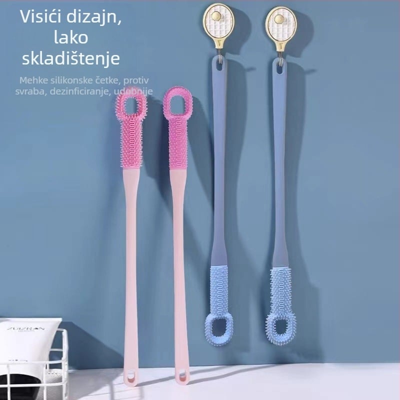 Četka za pranje stopala s dugim drškom, mekanim silikonim vlaknima za čišćenje između prstiju i eksfolijaciju mrtve kože