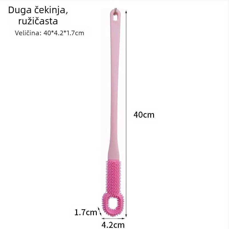 Četka za pranje stopala s dugim drškom, mekanim silikonim vlaknima za čišćenje između prstiju i eksfolijaciju mrtve kože