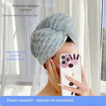 Ženska kapa za sušenje kose od Coral fleece, dvostruka, visoka apsorpcija i brzo sušenje, težina 120–139 g, 150D pređa, Cut Pile završni sloj, mogućnost prilagodbe obrade