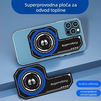 Ploča za hlađenje za pametne telefone s poluvodičkom hlađenjem površine i pojačalom rasipanja topline, konstrukcija od aluminijske ploče + silikagel, 20 g, bežična veza