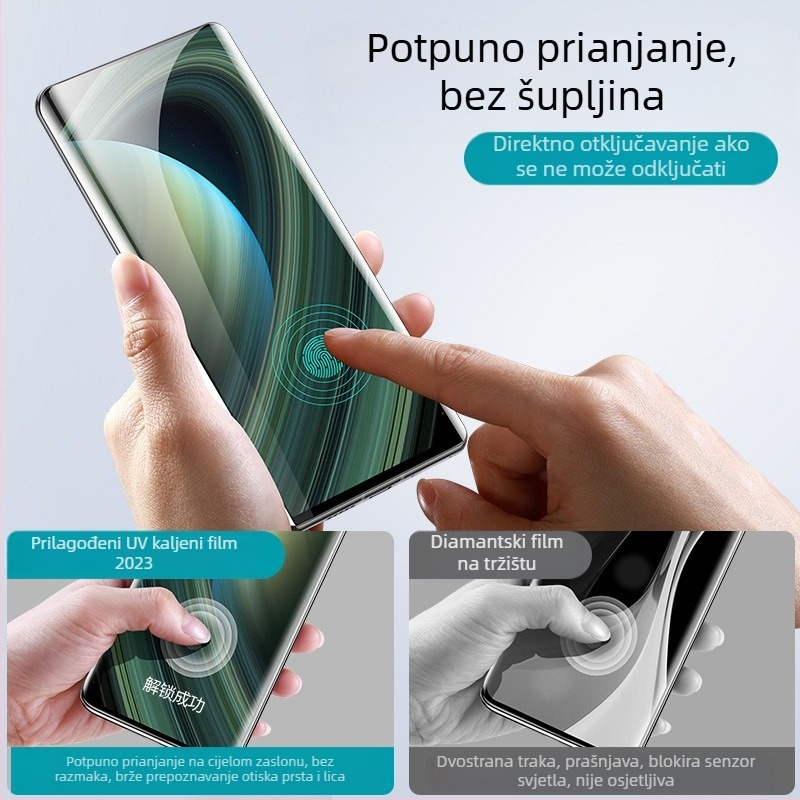 Kaljeno staklo za prednji ekran Samsung S24 Ultra, kompatibilan s S23 Ultra/S22 Ultra, HD jasnost, UV premaz, otporan na otiske prstiju, zaštita od pada