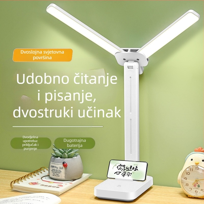 Stolna LED lampa s ugrađenom baterijom, sklopiva za čitanje, zaštita očiju, noćna svjetiljka, dodirno upravljanje