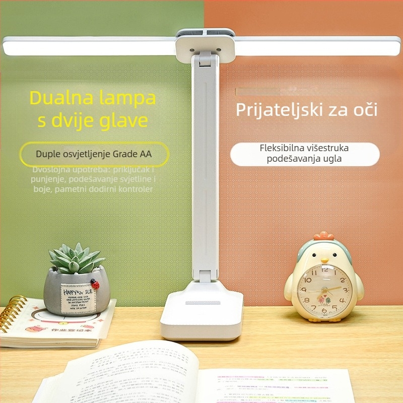 Stolna LED lampa s ugrađenom baterijom, sklopiva za čitanje, zaštita očiju, noćna svjetiljka, dodirno upravljanje