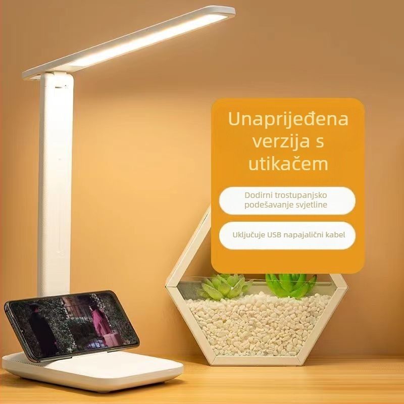 Stolna LED lampa s ugrađenom baterijom, sklopiva za čitanje, zaštita očiju, noćna svjetiljka, dodirno upravljanje