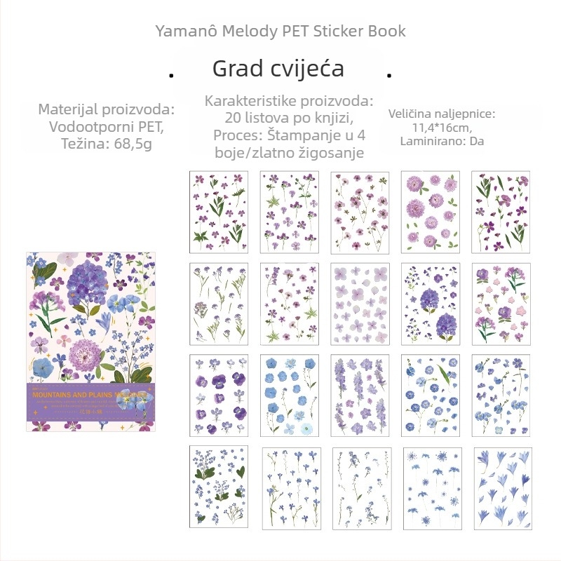 Knjiga naljepnica - PET materijal, retro stil, postupak tiska, Idle language marka