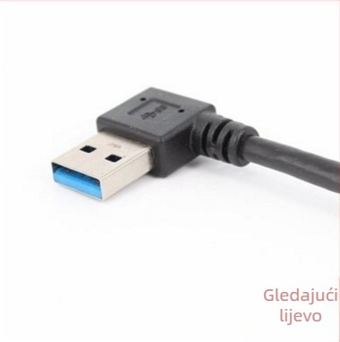 USB produžni kabel, muški–ženski, 90° lijevi zavoj, USB 3.0, bakrena žica