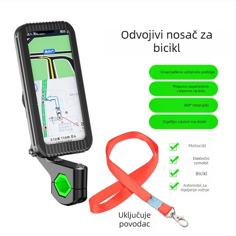 Road Myers vodootporni držač telefona za bicikl, motor i električno vozilo; Materijal: plastika; Univerzalna kompatibilnost s mobitelima; Mogućnost prilagođene privatne oznake