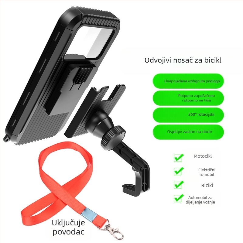 Road Myers vodootporni držač telefona za bicikl, motor i električno vozilo; Materijal: plastika; Univerzalna kompatibilnost s mobitelima; Mogućnost prilagođene privatne oznake