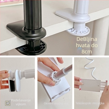 Držač za telefon/tablet na rubu stola, podesiv, universalan, plastičan