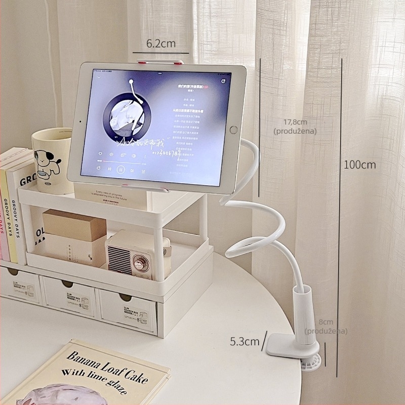 Držač za telefon/tablet na rubu stola, podesiv, universalan, plastičan