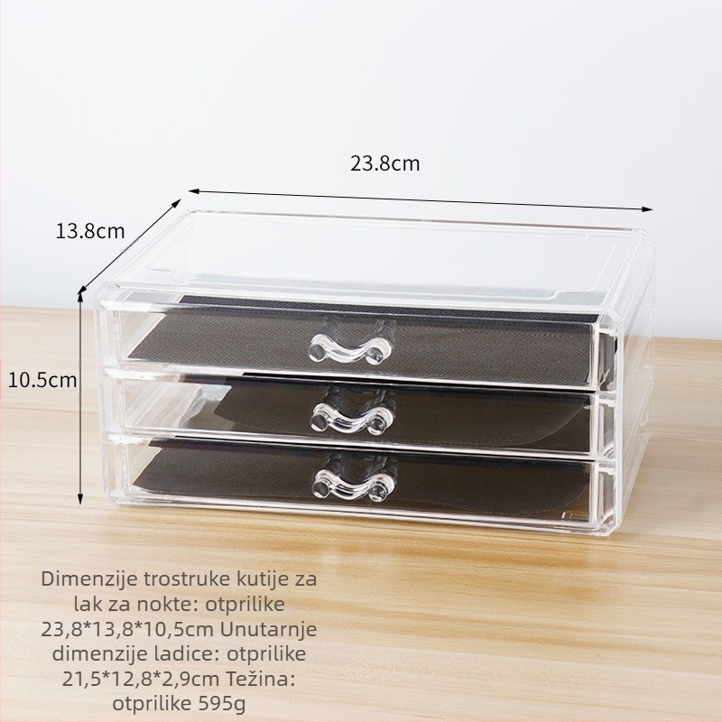 Three Ant Kutija za pohranu uljnih pastelnih – Prozirni stolni organizator s ladicom, od plastike, kapacitet 1 L, s poklopcem, za školske potrepštine i kozmetiku