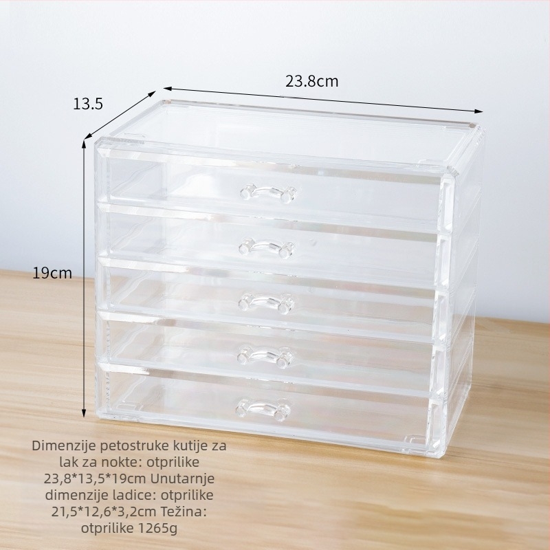 Three Ant Kutija za pohranu uljnih pastelnih – Prozirni stolni organizator s ladicom, od plastike, kapacitet 1 L, s poklopcem, za školske potrepštine i kozmetiku