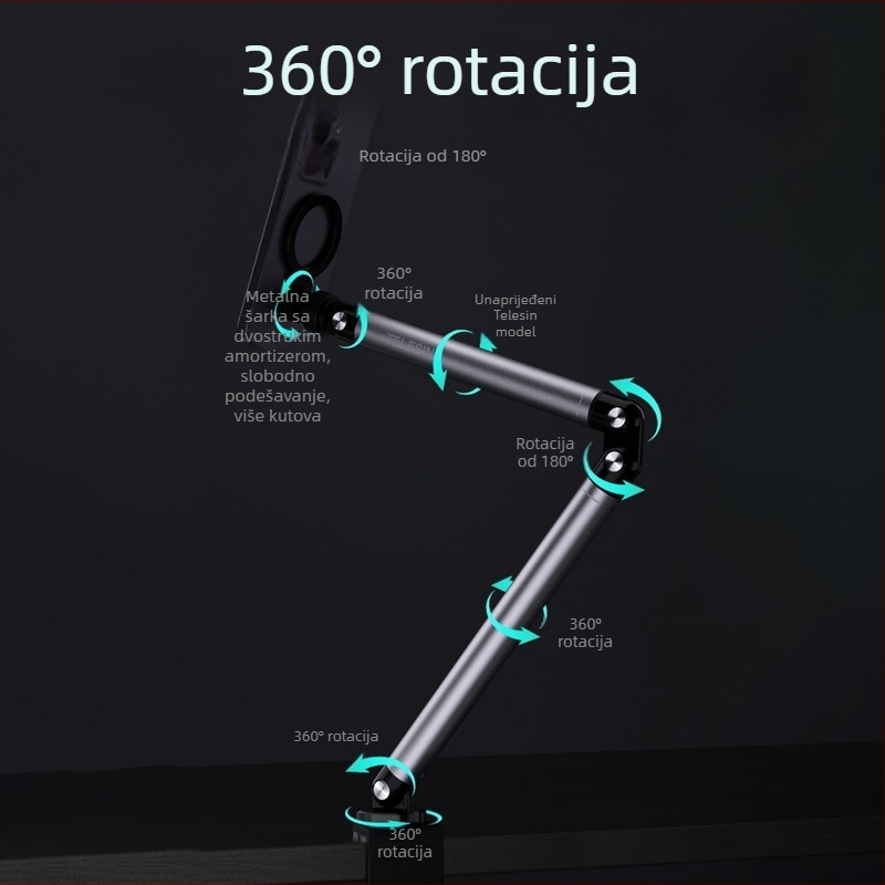 TELESIN Podna držač za telefon za live video uz MagSafe — magnetska stezaljka, aluminijska legura, univerzalni dizajn