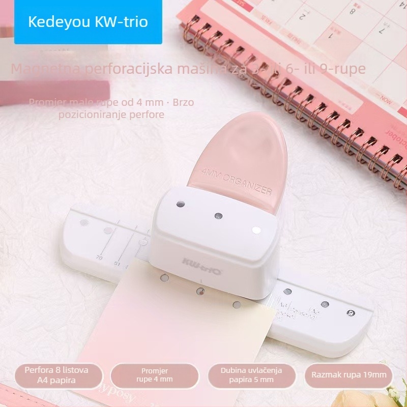 Ručni perforator za bilježnice s 3 rupama, 4 mm rupa, model 9027, Kw-trio/Kedeyou